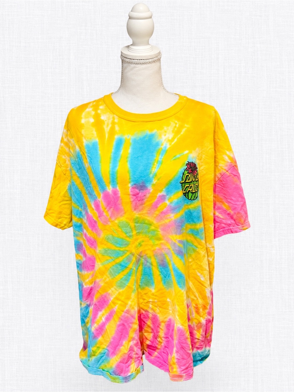 Santa Cruz Men’s XL Tie Dye Cactus Graphic T-Shirt Skateboarding Tee